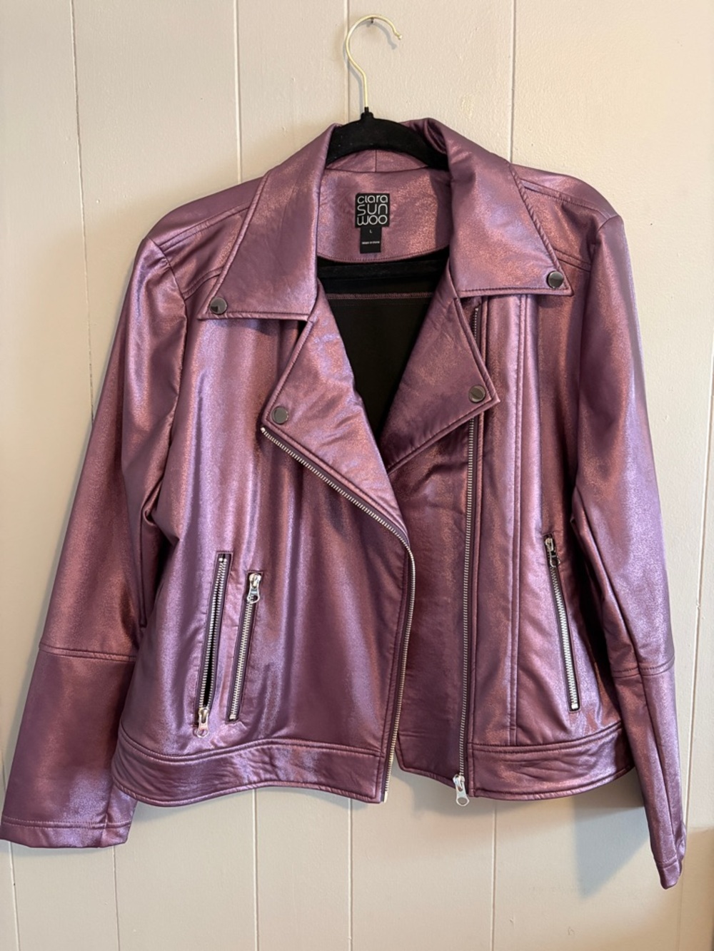 Clara Sun Woo Metallic Purple Moto Jacket